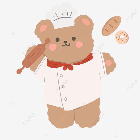 Cute Bear Drawings Korean, Cute Bear Illustration Korean, Korean Bear Cartoon, Cute Bear Icons, Korean Bear Stickers, Bear Bakery, Chicken Icon, Korean Bear, Teddy Bear Png