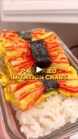 50K views · 16K reactions | Just 3 ingredients to make these Korean style pan fried imitation crabs!! I like to make them in the shape of bows~

Ingredients:
- 2 eggs
- 4-5 sticks of imitation crab
- Seaweed/thick sushi seaweed

Directions:
- Whisk the eggs in a bowl and season with salt
- Cut the imitation crab into thirds
- Cut seaweed into strips
- Wet seaweed strips and wrap them around two pieces of cut imitation crab
- Wrap all your imitation crab pieces with seaweed
- Create a bow shape by mashing the ends of the imitation crab with a fork
- Prepare a non stick pan with a decent amount of oil on medium to medium high heat
- Wait until the pan is hot
- Dunk the imitation crab into the eggs to cover them fully and place them one by one on the pan (make sure they don’t touch!)
- Pan fr Crab Wrap, Sushi Seaweed, Crab Stick, Burritos Recipe, Easy Appetizers, Crab Recipes, Savory Recipes, Cooking Food, 2 Eggs