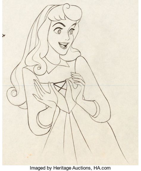 Sleeping Beauty Briar Rose Production Drawing (Walt Disney, | Lot #95174 | Heritage Auctions Sleeping Beauty Drawing, Sleeping Beauty Cartoon, Beauty Drawing, Animation Drawing, Beauty Drawings, Disney Sketches, Briar Rose, Animated Drawings, Maleficent