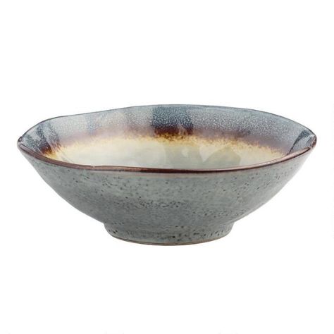 Gray Reactive Glaze Serving Bowl | World Market Natural Wood Bed, Wood Bark, Cost Plus World Market, Black Clay, World Market, Hand Carved Wood, Olive Wood, Kitchen Stuff, Soup Bowl