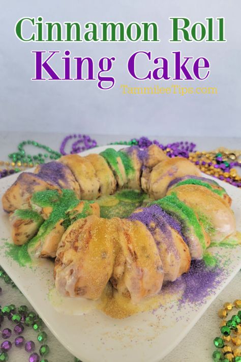 Easy King Cake Recipe Cinnamon Rolls, Easy King Cake Recipe, Recipe Cinnamon Rolls, Easy King Cake, Cinnamon Rolls Cream, Gooey Desserts, King Cake Recipe Easy, Relay Ideas, King For A Day