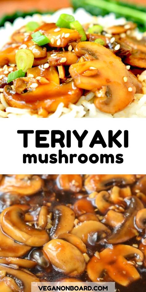 Yummy teriyaki mushrooms in a quick homemade sauce. It's easy to make your own quick teriyaki sauce with pantry staples. These Japanese inspired mushrooms are delicious with rice or noodles and veggies. With 15 minutes of your time, you can have this tasty vegan mushroom recipe ready to enjoy!     #mushroomrecipes #yummyveganrecipes #japanesefood Japanese Inspired Recipes, Bento Side Dishes, Japanese Veggie Recipes, Japanese Mushroom Recipes, Vegan Dishes Healthy, Japanese Sides, Homemade Japanese Food, Simple Japanese Recipes, Mushroom Teriyaki