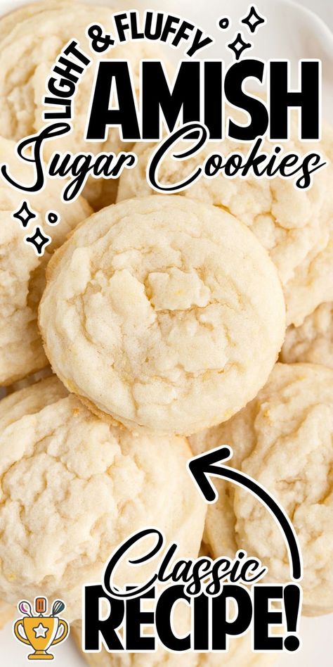 Amish Sugar Cookies Amish Chocolate Chip Cookies, Amish Cookies, Amish Sugar Cookies, Drop Sugar Cookies, Cookies Light, Perfect Sugar Cookies, Lemon Sugar Cookies, Cookies Sugar, Chewy Sugar Cookies