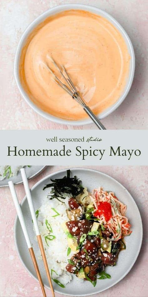 Spicy Mayo For Sushi, Japanese Mayonnaise, Spicy Mayo Recipe, Kewpie Mayo, Recipe Japanese, Mushroom Tacos, Mayo Recipe, Mayo Sauce, Chipotle Mayo