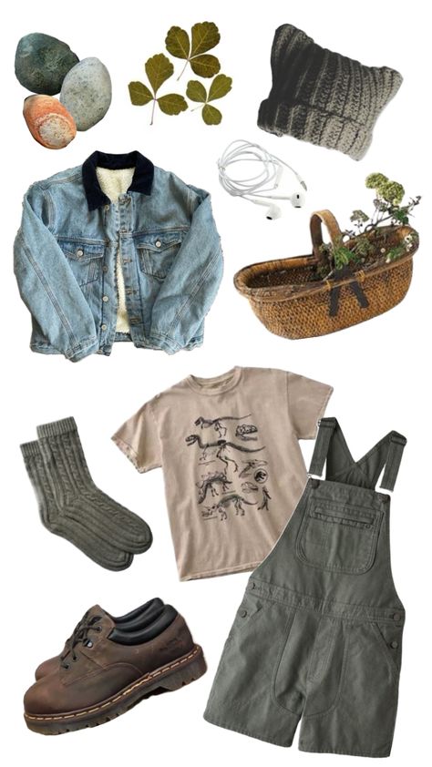 looking for cool plants and rocks while camping #outfitinspo #cottagecore #goblincore #artsy #outfit #ideas #style #styleinspo #unisex Masculine Cottagecore Outfits, Masculine Cottagecore, Nomad Outfit, Artsy Outfit Ideas, Piper Clothing, Goblincore Outfits, Goblincore Fashion, Cottagecore Goblincore, Masculine Outfits