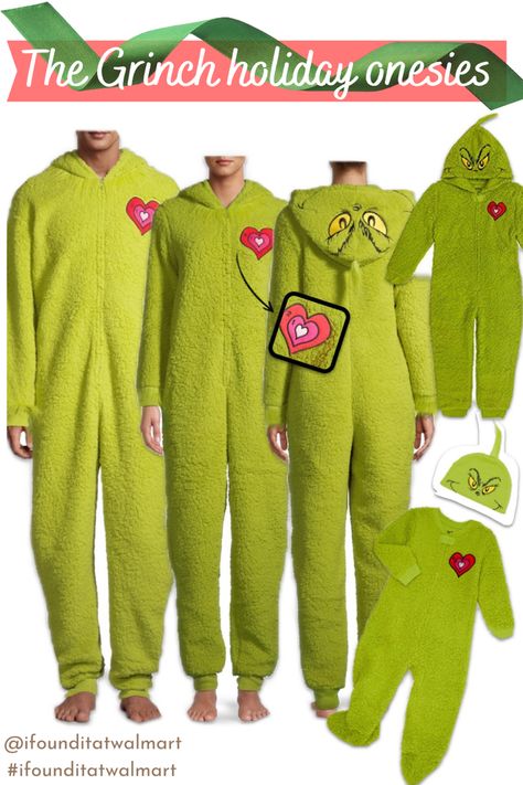 Dr. Suess' The Grinch Holiday onesie's for the family at walmart ! So AFFORDABLE from $14.99 - $19.99. Hurry select sizes are selling out. Click to shop 🎄 #walmart #ad #walmartchristmas #christmasonesie #liketkit #LTKSeasonal #LTKGiftGuide #LTKHoliday @shop.ltk @walmart http://liketk.it/3qTUl Grinch Family Christmas Pajamas, Grinch Pajamas Families, Family Grinch Christmas Pajamas, Grinch Onesie, Grinch Pajamas Women, Grinch Room, Grinch Chrismas Pajamas, Holiday Onesies, Matching Family Christmas Pajamas