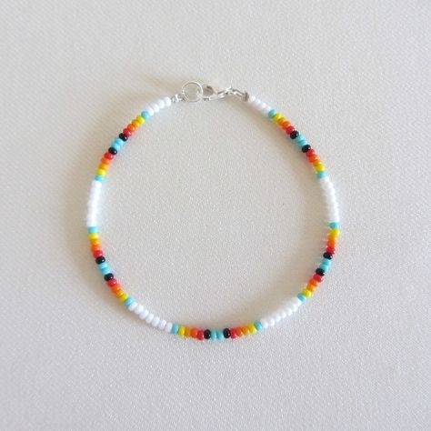 Sunrise Seed Bead Bracelets White beaded Bracelet Dainty Beaded Anklet Boho bracelets Trendy jewelry Sunrise Beaded Anklet Beach Anklet All anklets are customizable to the size you need so please be sure to measure your ankle or wrist where you want your anklet to sit and order accordingly! Braclet Inspo Seed Bead, Anklet Beads Aesthetic, Micro Bead Bracelet, Bracelet Idea Seed Beads, Braslets Designs Beads, Beading Bracelets Patterns, Tiny Bead Ideas, Summer Bead Bracelet Ideas, Beach Anklets Diy