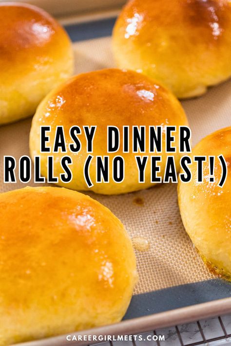 This easy dinner rolls recipe requires no yeast! Prep time is about five minutes, and then the bake time is under 15 minutes. These soft, buttery rolls are incredibly delicious and a must-try when serving almost any dinner dish. Adding a couple of tablespoons of mayo to the bread batter makes these dinner rolls extra soft! // easy dinner rolls no yeast // homemade bread rolls // from scratch // Easy Dinner Rolls No Yeast, Dinner Rolls No Yeast, The Best Yeast Rolls, Dinner Rolls Recipe Easy, Easy Homemade Rolls, Rolls No Yeast, Best Yeast Rolls, Dinner Rolls Recipe Homemade, Best Dinner Rolls