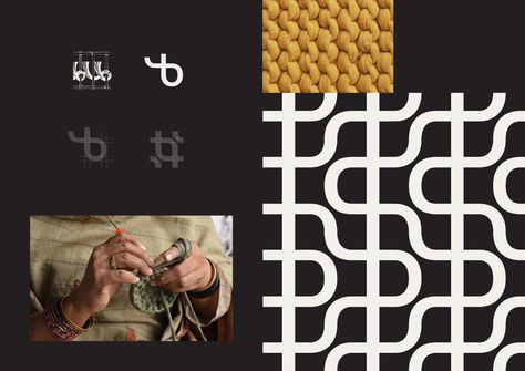 Bokhari Branding and Visual Identity Textile Branding Design, Knit Branding Identity, Brand Textures Visual Identity, Indian Brand Identity, Pattern Visual Identity, Modern Branding Design Visual Identity, Textile Logo Design Ideas, Knitting Branding, Textile Branding