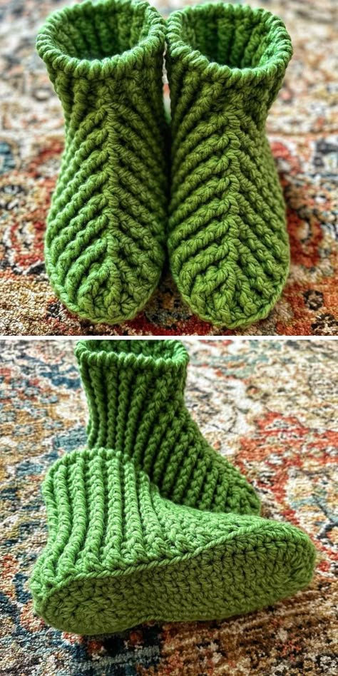 Cute And Comfy Crochet Home Slippers - Pattern Center Crochet Kitty Slippers, Crochet Slipper Boots Pattern, Crochet Loafer Slippers Free Pattern, Bernat Blanket Yarn Slippers, Crochet Socks Slippers, Pattern For Knitted Slippers, Crochet Slippers Free Pattern Ladies, Crocheted House Shoes, Easy Crocheted Slippers