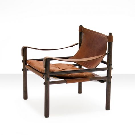 Arne Norell Sirocco Safari Chair in Cognac Leather, Sweden 1964 Safari Furniture, Safari Rocking Chair, Leather Woven Chair, Kaare Klint Safari Chair, Leather Safari Chair, Safari Chair, Cognac, Sweden, Outdoor Chairs