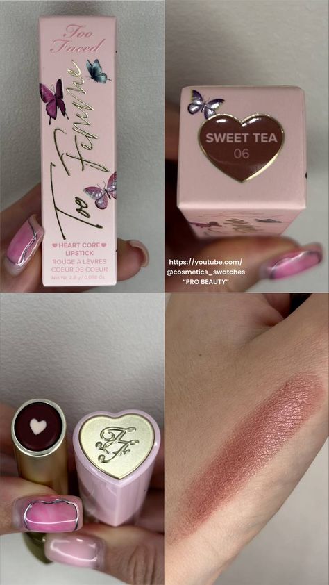 #toofaced #lipstick #swatches #cosmetics Too Faced Lipstick Swatches, Heart Core Lipstick, Heart Core, Too Faced Lipstick, Xmas Wishlist, Lipstick Swatches, Too Faced Makeup, Swarovski Necklace, Sweet Tea