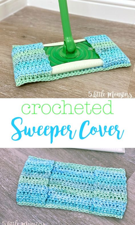 5 Little Monsters: Easy Crocheted Sweeper Cover Swiffer Sweeper Crochet Pattern Free, Crochet Mop Cover Pattern Free, Stiffer Crochet Cover, Reusable Swiffer Pad Crochet, Crochet Swiffer Pads Free Pattern, Swiffer Crochet Pattern Free Easy, Free Swiffer Cover Crochet Pattern, Crochet Swiffer Mop Cover Pattern Free, Crochet Reusable Swiffer Pads