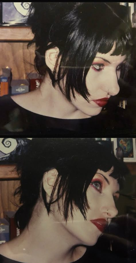 Goth subculture
Goth fashion
90s Goth girl  with short messy hair and red eye makeup
90s goth photography Bride Of Frankenstein Hair Color, 80s Alternative Makeup, 80s Goth Style, New Wave Hair 80's, Alternative 80s Fashion, 80s Goth Hairstyles, Goth 80s Makeup, Post Punk Makeup, Goth Makeup 90s