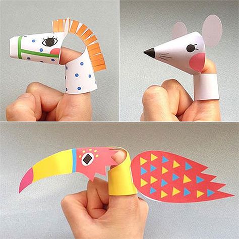 Printable Animal Finger Puppets Diy With Kids, Mr Printables, Animal Finger Puppets, Handmade Charlotte, Printable Animals, Paper Toy, Paper Animals, Easy Craft Projects, Craft Projects For Kids