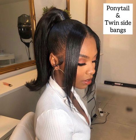 Medium Hair Ponytail, Easy Hairstyles For Short Hair, Baddie Hair, Short Hair Ponytail, Short Ponytail, Sleek Ponytail Hairstyles, Black Ponytail Hairstyles, Short Hairdos, Birthday Hair