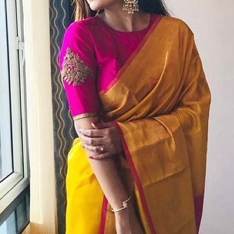 Instagram post by Latest Blouse Designs • Apr 3, 2019 at 2:42pm UTC Yellow Sarees, Pola Blus, Latest Blouse Designs, Sari Design, Pattu Saree Blouse Designs, Saree Blouse Neck Designs, Wedding Blouse Designs, Sari Blouse Designs, Gaun Fashion