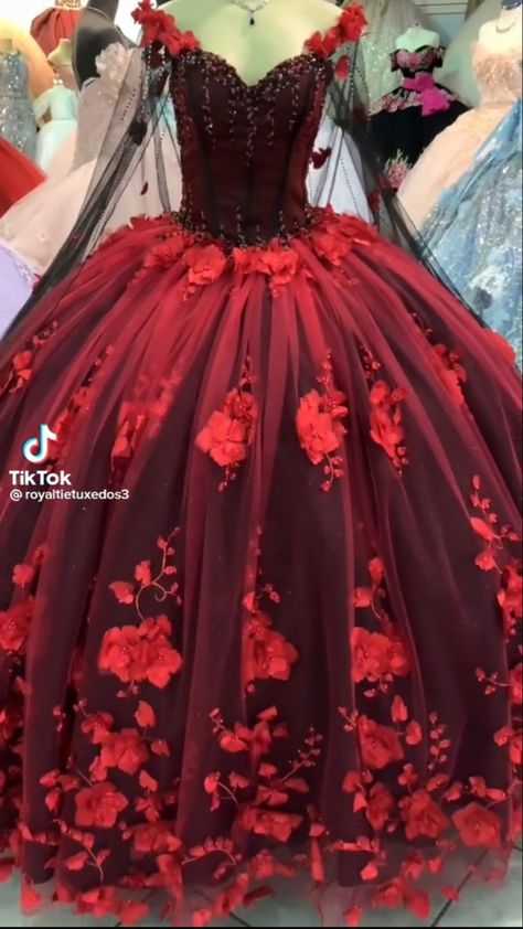 Quinceanera Dresses Red And Black, Dark Red Quinceanera Dresses, Black Quince Dress, Red Quince Dress, Blue Quince Dress, Black Quince Dresses, Black Quince, Red Quinceanera Dress, Quinceanera Dresses Red