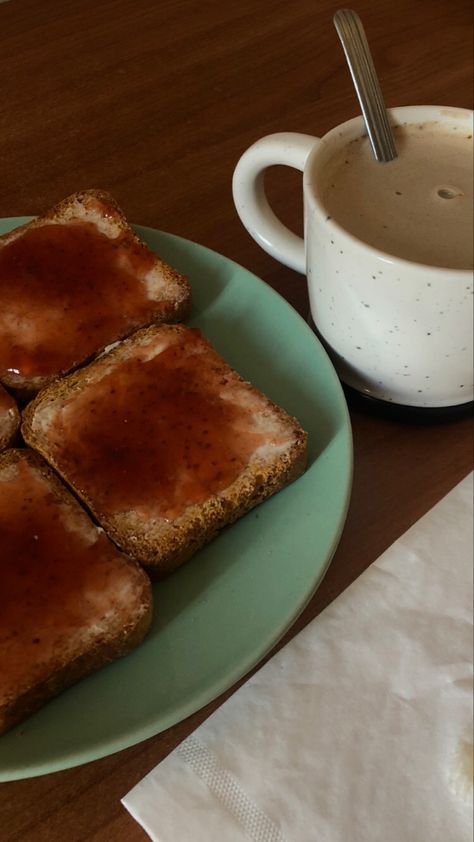 Barley Coffee, Bread And Coffee, Strawberry Jam, Barley, French Toast, Jam, Toast, Butter, Bread