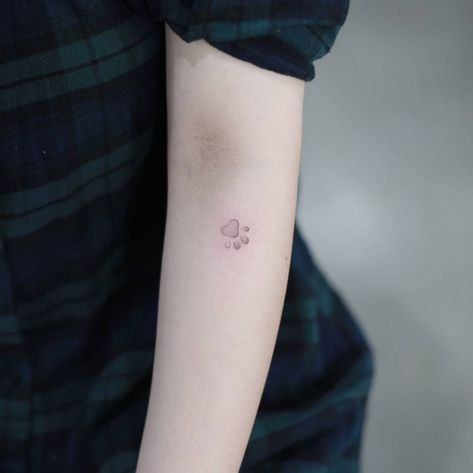 Tiny paw tattoo on the inner forearm. Cat Paw Tattoos, Small Feminine Tattoos, Animal Tattoos For Men, Chihuahua Tattoo, Remembrance Tattoos, Single Needle Tattoo, Paw Tattoo, Cute Little Tattoos, Tattoo Desings