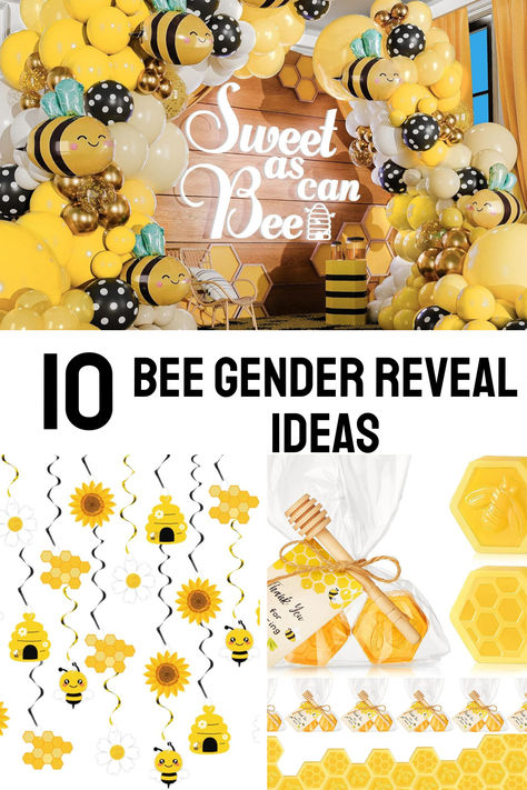 Looking for a sweet and buzzing way to reveal your baby’s gender? 🐝✨ Check out these adorable Bee Gender Reveal ideas that are as sweet as honey! From honey jars to bee-themed cupcakes, these ideas are sure to make your big reveal unforgettable. Whether you're expecting a little "bee" girl or a "buzzing" boy, these cute ideas will have everyone buzzing with excitement! Mommy To Bee Decorations, Bees Gender Reveal Ideas, What Will It Bee Gender Reveal Ideas, Bee Gender Reveal Ideas, Best Party Ideas, Gender Reveal Unique, Bee Gender Reveal, Honey Jars, Sweet As Honey