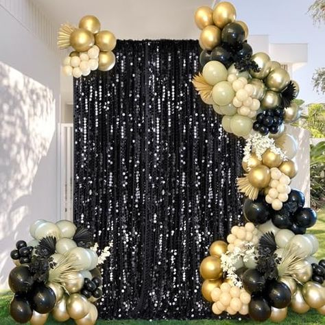 Shimmer Curtain Backdrop, Black Sequin Backdrop, Birthday Dessert Table, Glitter Curtains, Glitter Backdrop, Dessert Table Birthday, Backdrop Curtains, Sparkly Fabric, Birthday Dessert