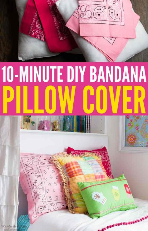 Pillow Cover Tutorial, Upcycled Sewing, Bandana Crafts, Beginner Sewing Projects, Sew Curtains, Pillow Covers Tutorial, Envelope Pillow, Kid Decor, Easy Pillows