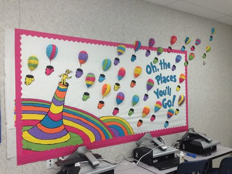 Makes me think of Mr. Martin's class... definitely something I want to encoporate in my class room one day! Dr Susse, Class Goals, Dr Seuss Classroom, Seuss Classroom, Seuss Crafts, Dr. Seuss, Dr Seuss Week, Classroom Doors, Preschool Bulletin