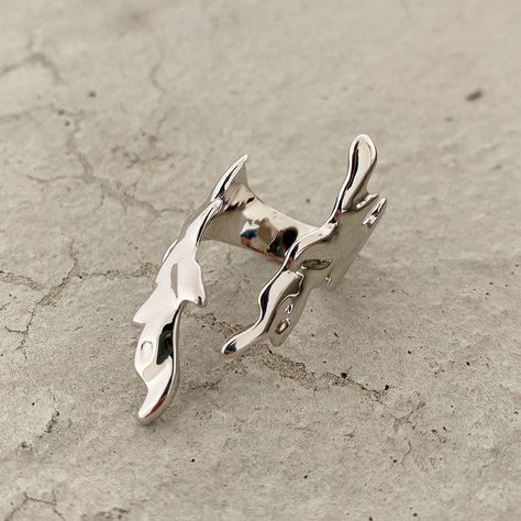 Melted Jewelry, Irregular Jewelry, Flame Jewelry, Wings Ring, Art Clay Silver, Bird Ring, Wax Ring, Mens Rings Fashion, Jewelry Safe