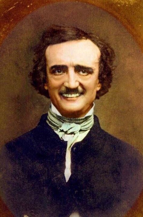 Modified image of Edgar Allan Poe smiling! Amusing but inaccurate. Edgar Allen Poe Portrait, Edgar Allen Poe Art, Poe Quotes, Hummingbirds Photography, Gallows Humor, Quoth The Raven, Counting Crows, Edgar Allen, Allen Poe