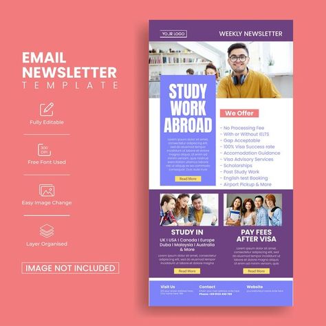 Education email newsletter template for ... | Premium Vector #Freepik #vector #university #study #information #news University Newsletter Design, Newsletter Design Layout, Edm Design, Email Flyer, Newsletter Layout, App Design Layout, Website Landing Page, Email Newsletter Template, Social Media Advertising Design