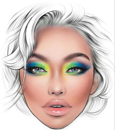 Mac Face Charts, Makeup Charts, Makeup Illustration, Makeup Drawing, Beginners Eye Makeup, Makeup Books, Makeup Face Charts, Barbie Makeup, Birthday Makeup