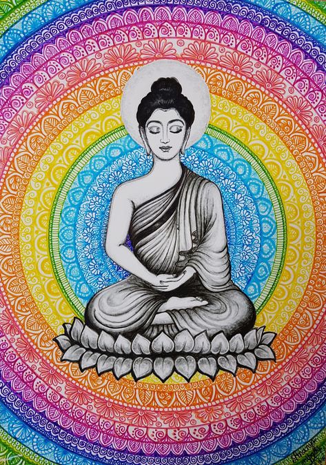 Goutam Budhha Purnima Colorful Mandala Unique Mandala Drawing Colour, Unique Mandala Drawing, Colourful Mandala Art, Colorful Mandala Art, Colourful Mandala, Buddha Mandala, Colorful Mandala, Mandala Design Pattern, Beautiful Art Paintings