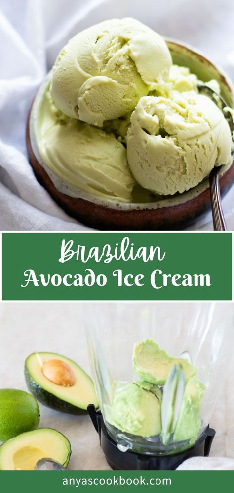 Three scoops of avocado ice cream in a bowl. Blender full of avocados. Avacado Ice Cream, Avocado Ice Cream Recipe, Nice Cream Recipe, Avocado Dessert, Avocado Ice Cream, Ice Cream Mixture, Pistachio Ice Cream, Sorbet Recipes, Healthy Ice Cream