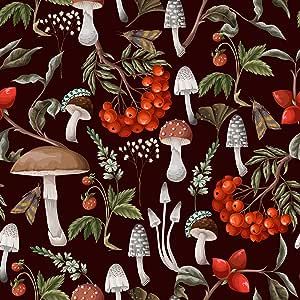 Boho Mushroom, Wild Mushroom, Wallpaper Floral, Floral Nursery, Vinyl Paper, Contact Paper, Kitchen Cabinets In Bathroom, Adhesive Wallpaper, Quilting Crafts