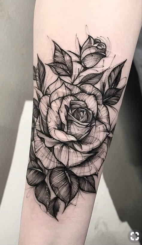 Black And White Rose Tattoo, Delicate Flower Tattoo, White Rose Tattoos, Muster Tattoos, Cat Tattoos, Tiny Tattoo, Black And White Sketches, Rose Tattoo Design, Best Sleeve Tattoos