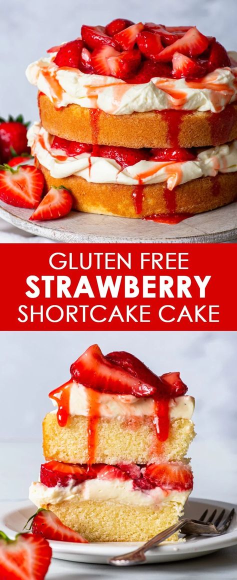 Gluten Strawberry Shortcake, Gf Shortcake Recipe, Gluten Free Vanilla Sponge Cake, 6 Inch Gluten Free Cake Recipe, Gluten Free Strawberries And Cream Cake, Gluten Free Shortcakes, Gluten Free Desserts With Strawberries, Easy Cake Recipes Strawberry, Gluten And Dairy Free Strawberry Cake