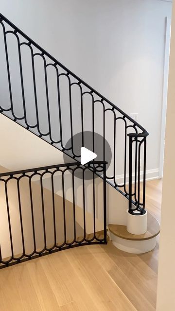 GlucksteinHome on Instagram: "There’s just something about a staircase. 😍 Particularly a really good one.   This staircase features rounded, flared steps, a graphic iron railing, and light oak treads for a warmed up look.  #briangluckstein #interiordesigner #staircase #staircasedesign" Iron Staircase Railing, Brian Gluckstein, Staircase Railing, Iron Staircase, Staircase Railings, Iron Railing, Staircase Design, Light Oak, Railing