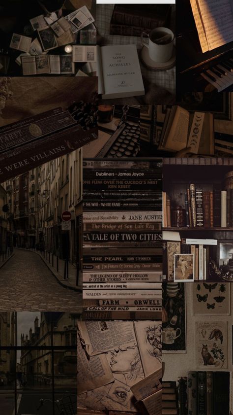 Vintage Moodboard Aesthetic, Dark Academia Wallpaper Collage, Book Aesthetic Wallpaper Iphone, Dark Academia Aesthetic Moodboard, Brown Aesthetic Collage, Dark Academia Widget, Brown Moodboard, Academia Collage, Dark Academia Moodboard