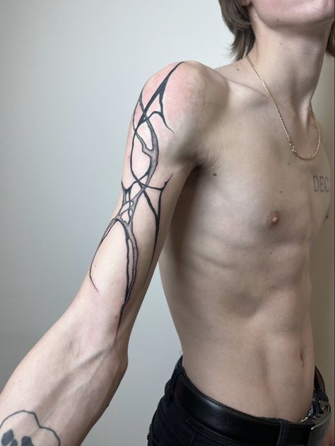 Sigilism Tattoo Shoulder, Cybersigilism Shoulder Tattoo, Cybersigilism Tattoo Shoulder, Cybersigilism Tattoo Leg, Sigil Tattoo Men, Cybersigilism Tattoo Arm, Upper Arm Tattoo Men, Abdomen Tattoo, Medieval Tattoo