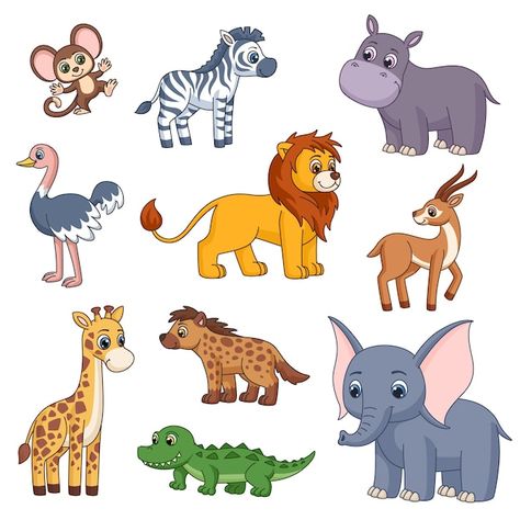 Leuke jungle cartoon dieren safari dier ... | Premium Vector #Freepik #vector #giraffe #olifant #safari #giraffe-baby Jungle Cartoon, Giraffe Cartoon, Animals Safari, Monkey Baby, Giraffe Baby, Baby Monkey, Business Card Maker, Wild Life, Safari Animals