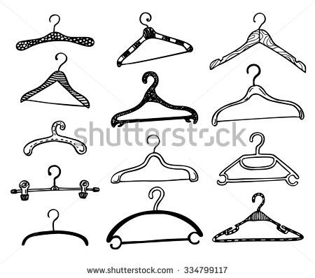 Set of hand drawn doodle clothes hangers. Vector fashion collection. - stock vector Clothes Hanger Drawing, Fashion Doodle Art, Clothing Doodles, Hanger Drawing, Clothes Doodle, Doodle Clothes, Hanger Tattoo, Clothes Tattoo, Fashion Doodles