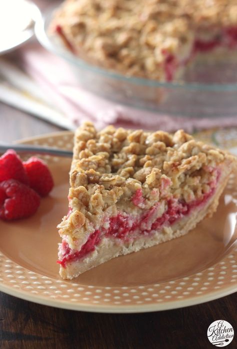 Raspberry Custard Pie l www.a-kitchen-addiction.com Raspberry Custard Pie Recipe, Raspberry Custard Pie, Raspberry Custard, Recipes Cheesecake, Crumb Pie, Custard Pie Recipe, Pie Pie, Cake Mug, Cheesecake Pie