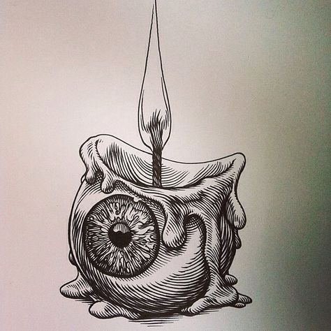 Digging this rad #eyeball #candle #sketch by the awesome @glennoart who has a fantastic portfolio of work! Be sure to check out Glenno's cool page...and if you dig black & white artwork, our 'Black & White: Volume Two' book is NOW available and shipping to art libraries around the world! Scoop one up for just $24.95 at www.OOSBooks.com A Drawing, An Eye, Drawing Ideas