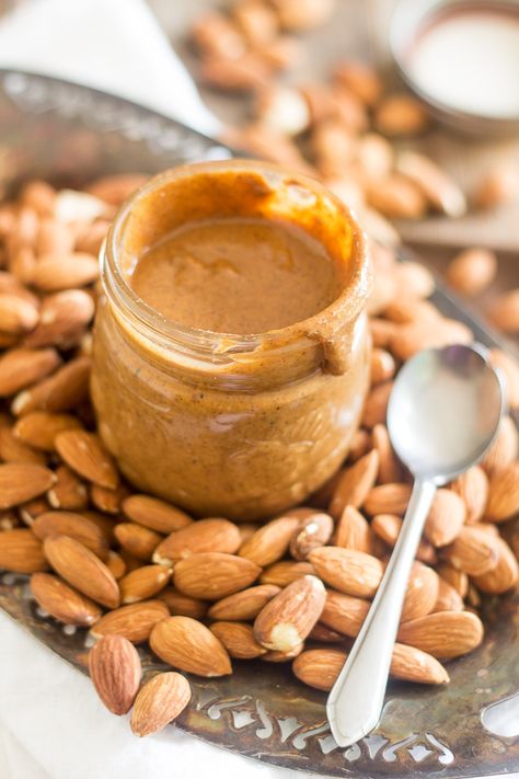 Quaintly-shaped jar, nuts provide backdrop with antique platters and silver spoons to complement Homemade Nut Butter Recipes, Nut Butter Recipes, Homemade Nut Butter, Testosterone Boosting Foods, Homemade Almond Butter, Brain Boosting Foods, Perfect Health, Overnight Oat, Homemade Condiments