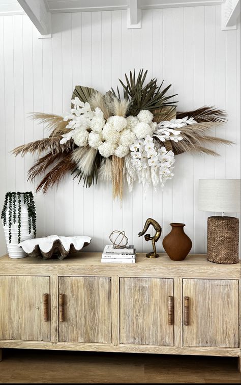 Boho Floral Arrangements For Wall, Pampas Grass Wall Hanging, Faux Leaves Wall Decor, Dried Palm Wall Decor, Palm And Pampas Wall Arrangement, Wall Dried Flower Decor, Boho Wall Flower Arrangement, Boho Wall Arrangement, Dried Grass Wall Decor