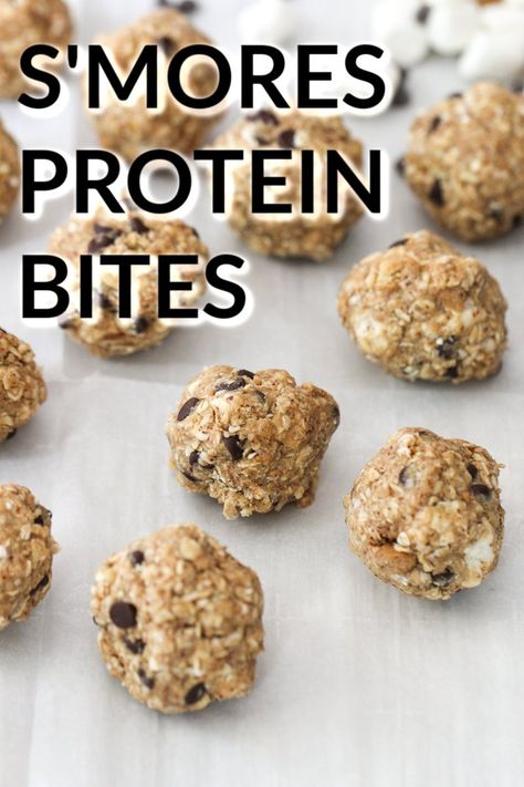 Smores Protein Bites, Smores Protein Balls, How To Eat More Protein, Protein Bites Recipe, Protein Balls Recipes, Bite Size Snacks, Healthy Afternoon Snacks, Healthy Protein Snacks, Six Sisters Stuff