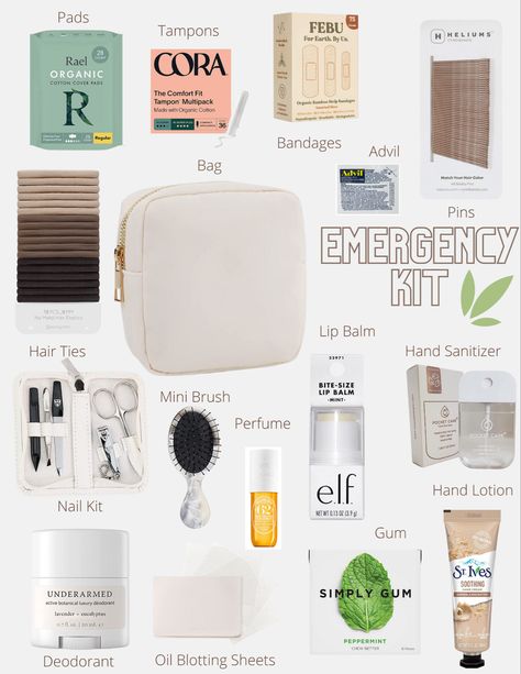 Emergency Kit Essentials, College Must Haves, School Emergency Kit, School Backpack Essentials, School Survival Kits, Everyday Bag Essentials, School Bag Essentials, Backpack Essentials, Travel Bag Essentials