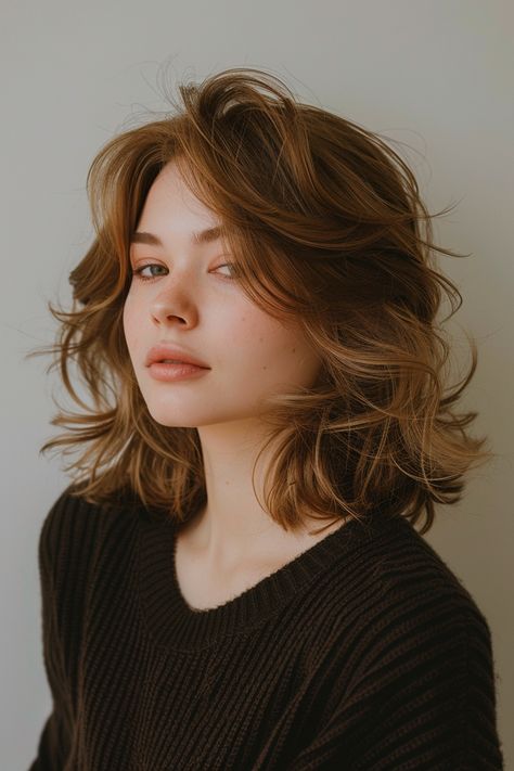 24 Gorgeous Medium-Length Layered Haircuts for Every Hair Type in 2024 – CreativeBooster Textured Haircut Women, Different Hairstyles For Women, Even Length Haircut Medium, Layered Choppy Shoulder Length Hair, Face Length Hair, Trendy Hair Medium Length, Cute Short Wavy Haircuts, Good Haircut For Round Face, Medium Haircuts Round Face