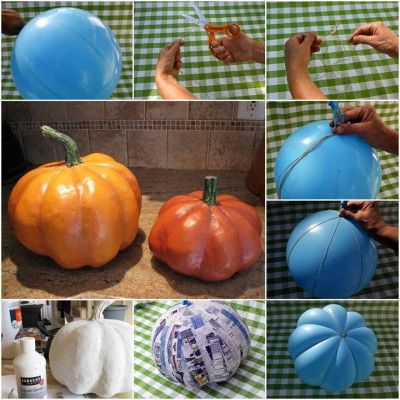 ideas para decorar con globos para niños “Halloween” (25) Dekorasi Halloween, Paper Mache Pumpkins, Halloween Fest, Halloween Kunst, Adornos Halloween, Paper Mache Crafts, Fall Crafts Diy, Autumn Crafts, Diy Pumpkin